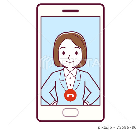 スマートフォンでリモート通話する人 75596786