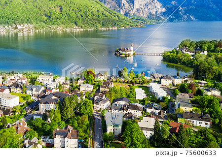 Gmunden castle aerial view 75600633