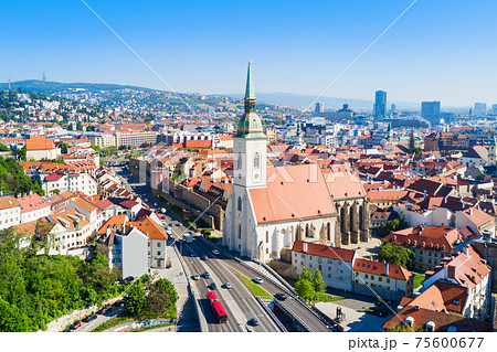 Bratislava aerial panoramic view 75600677