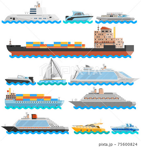 Water Transport Flat Decorative Icons Set Water Transport Flat Decorative Icons Set 75600824
