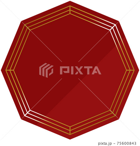 正八角形の中華風フレーム　レッド＆ゴールド 75600843