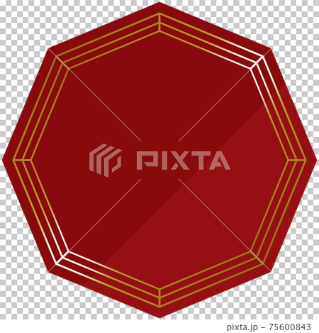 正八角形の中華風フレーム　レッド＆ゴールド 75600843