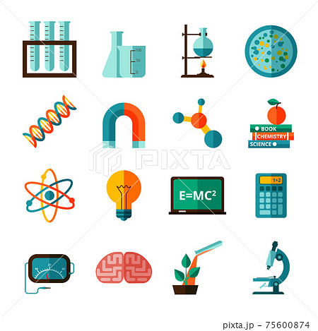 Science icons flat icons set 75600874
