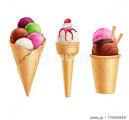Realistic Ice Cream Set 75600899