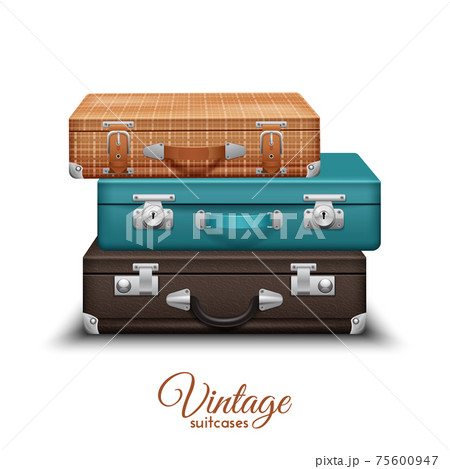 Pile Of Old Vintage Suitcases 75600947