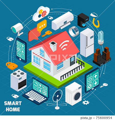 Smart Home Iot Isometric Concept Bannerのイラスト素材