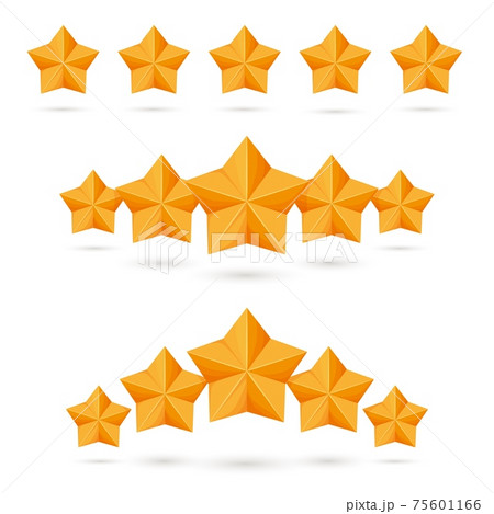 Gold five-pointed star cartoon game design or app review set 75601166