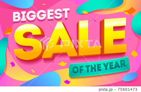 Biggest sale horizontal banner. Sale and discounts. Vector illustration template card for tickets, advertisements, newsletter, brochures, postcards, banners gift 75601473