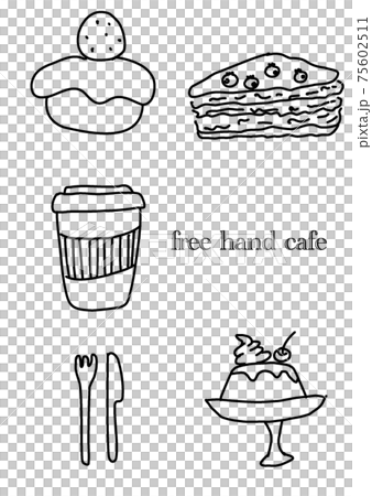 線画 Free Hand Cafe のイラスト素材