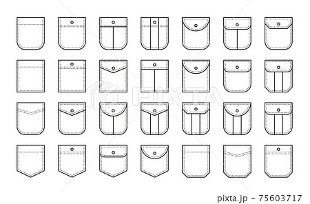 Set Of Patch Pocket Icons For Shirts And Other のイラスト素材
