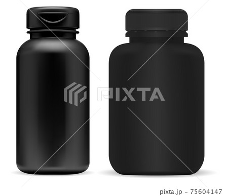 Black pill bottle mockup. Supplement jar mock up 75604147