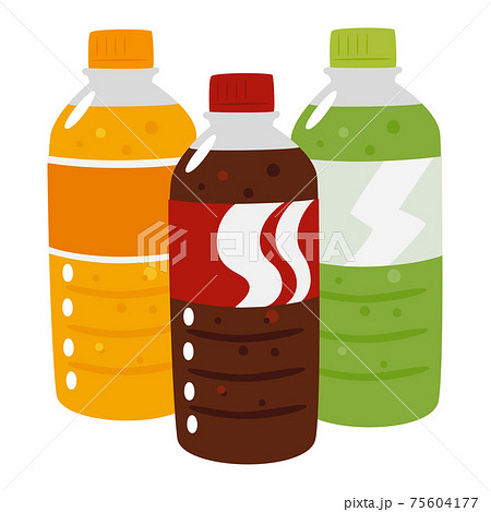 ペットボトルの炭酸ジュースのイラスト コーラやオレンジ味 メロンソーダなど のイラスト素材