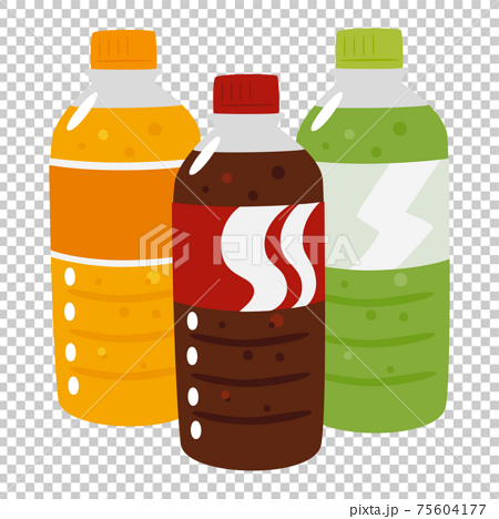 ペットボトルの炭酸ジュースのイラスト コーラやオレンジ味 メロンソーダなど のイラスト素材
