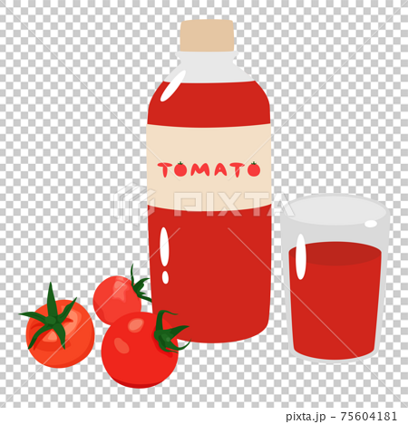 トマトジュースのイラスト 新鮮な野菜のトマトが100パーセント入った健康的なドリンク のイラスト素材