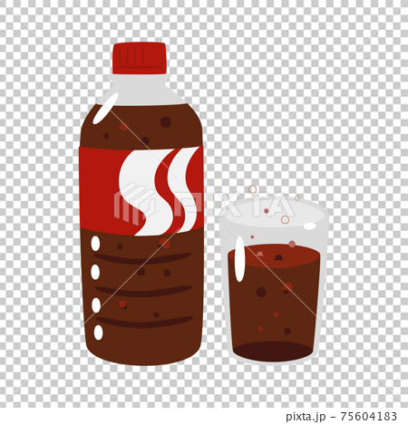 ペットボトルのコーラのイラスト 炭酸の泡がシュワシュワして美味しそうなジュース のイラスト素材