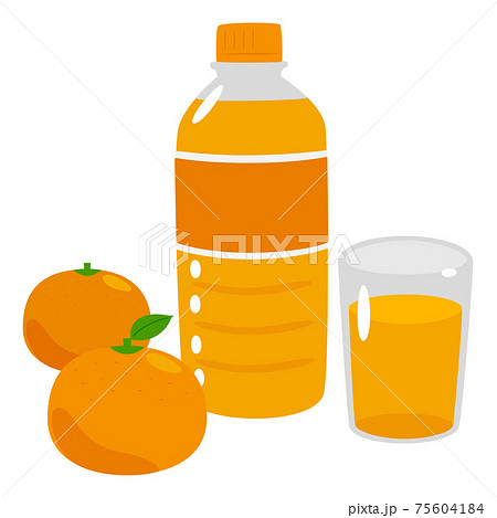 ペットボトルのオレンジジュースのイラスト ミカン100パーセントの新鮮なソフトドリンク のイラスト素材