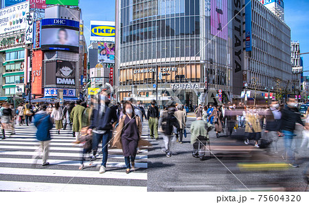 日本の東京都市景観 緊急事態宣言再延長下の渋谷。もはや平時の人出。迫り来る変異株感染爆発=3月17日 日本の東京都市景観 緊急事態宣言再延長下の渋谷。もはや平時の人出。迫り来る変異株感染爆発=3月17日 75604320
