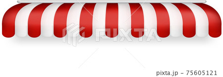 The roof of the tent is white-red, panorama - Vector 75605121
