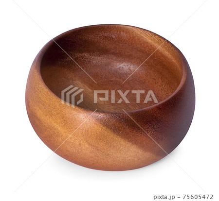 wooden bowl isolated on a white background 75605472