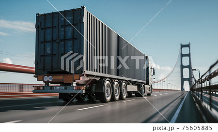 Delivery by truck. 3d illustration 75605885