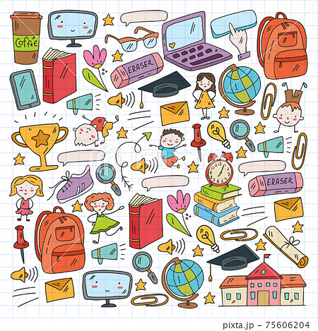 Back to school vector pattern. Online internet education. 75606204