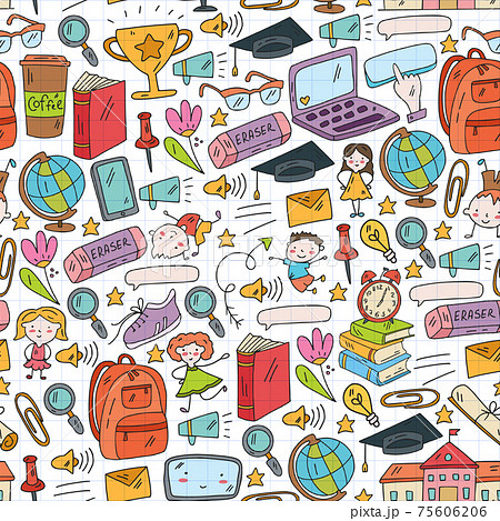 Back to school vector pattern. Online internet education. 75606206