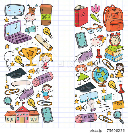 Back to school vector pattern. Online internet education. 75606226