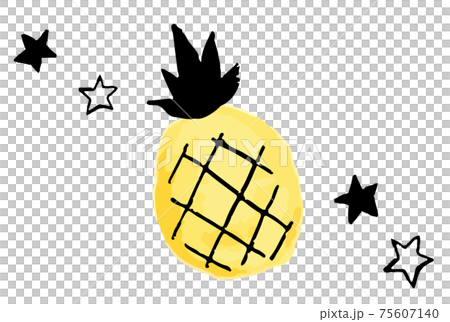 シンプルでかわいい水彩のパイナップルイラストのイラスト素材