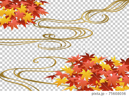 裝飾背景秋天的葉子和流水 75608036
