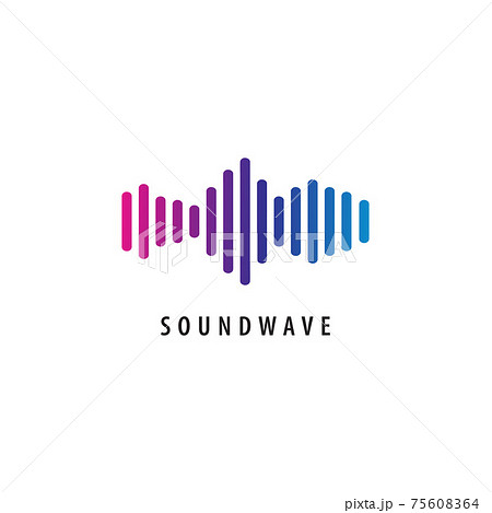 Colorful audio signal vector illustration. Logo design template. Blue violet magenta gradation color. Isolated on white background 75608364