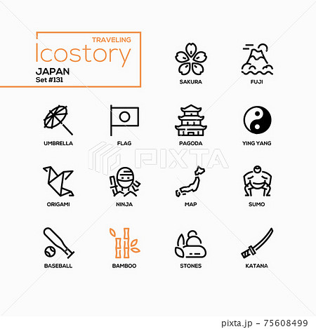 Japan - modern line design style icons set 75608499