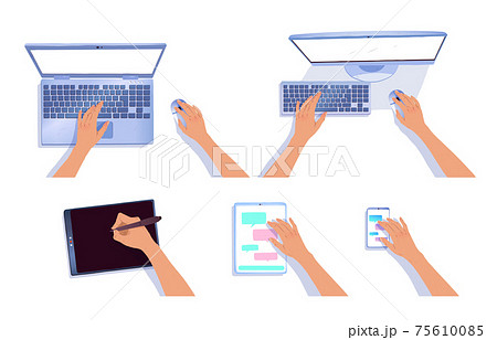 Hands with computers and tablets 75610085