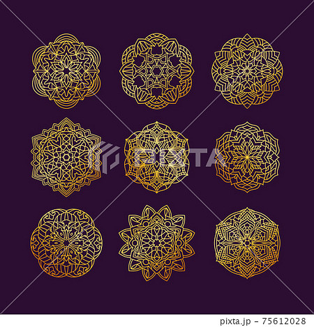 Mandala collection set vector illustration. Vintage decorative elements. Hand drawn background. Islam, Arabic, Indian, ottoman motifs. 75612028