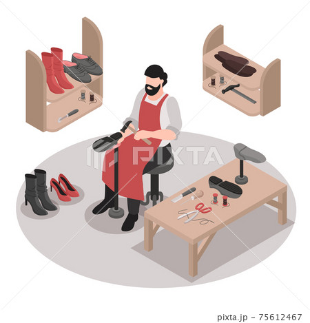 Isometric Shoemaker Illustration 75612467