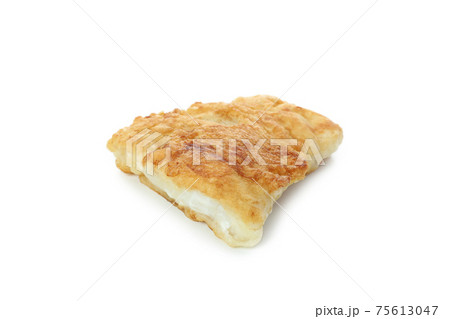 Tasty fried fish isolated on white background 75613047