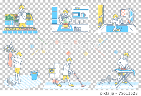 Person set doing housework Male illustration Person set doing housework Male illustration 75613528
