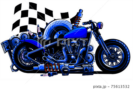 Vector Motorcycle with Spares and race flag 75613532