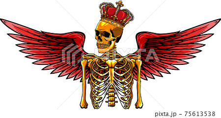 vector angel skeleton with wing and crown 75613538