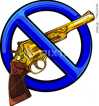 gold gun with symbol of ban vector illustration gold gun with symbol of ban vector illustration 75613544