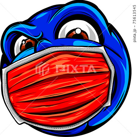 smile Face with Medical Mask cartoon vector illustration 75613545