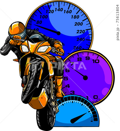 pilot with motorbike with tools vector illustration 75613804