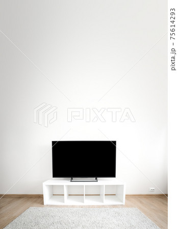 Lcd tv on white shef at modern room interior. Copy space 75614293