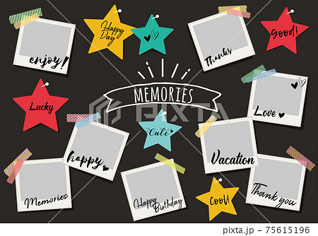 黒板風フォトアルバムのイラスト素材