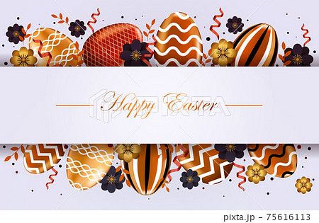 happy easter holiday celebration banner flyer or greeting card with decorative eggs horizontal happy easter holiday celebration banner flyer or greeting card with decorative eggs horizontal 75616113