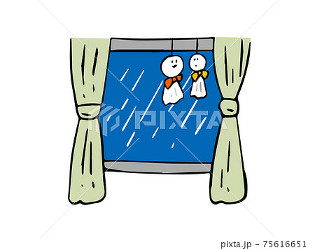 雨とてるてる坊主 窓 75616651