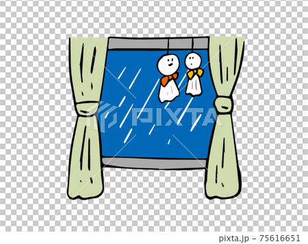 雨とてるてる坊主 窓 75616651