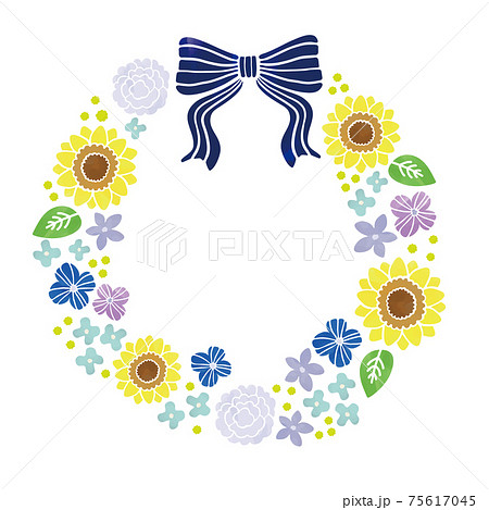 水彩風タッチ　お花リース 75617045