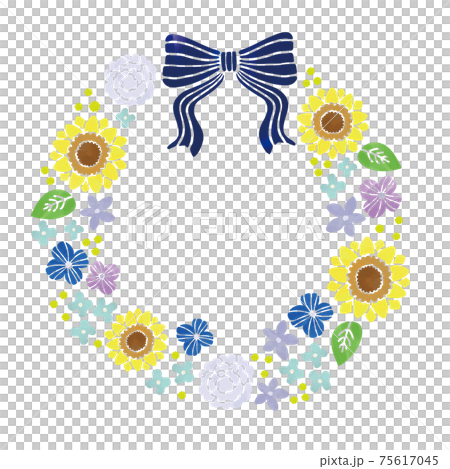 水彩風タッチ　お花リース 75617045