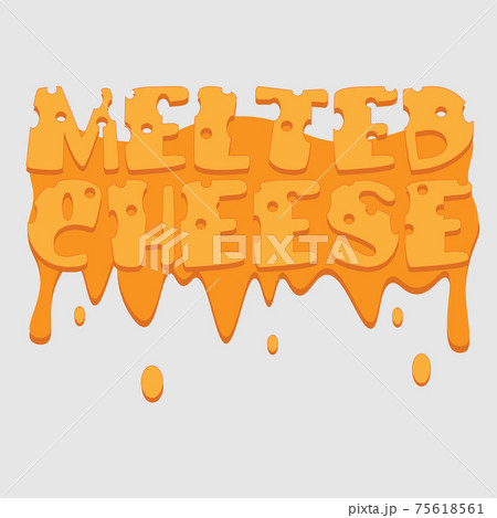 lettering logo melted cheese with cheese stains and drops 75618561
