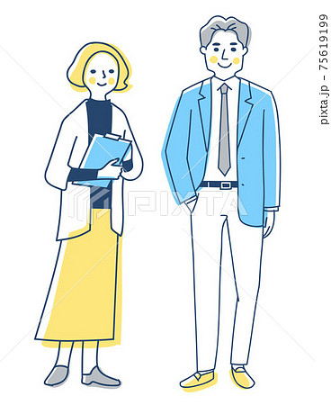 ビジネス 会社員 打ち合わせ 報告 相談 男女 全身 イラスト素材 156059196 イメージマート